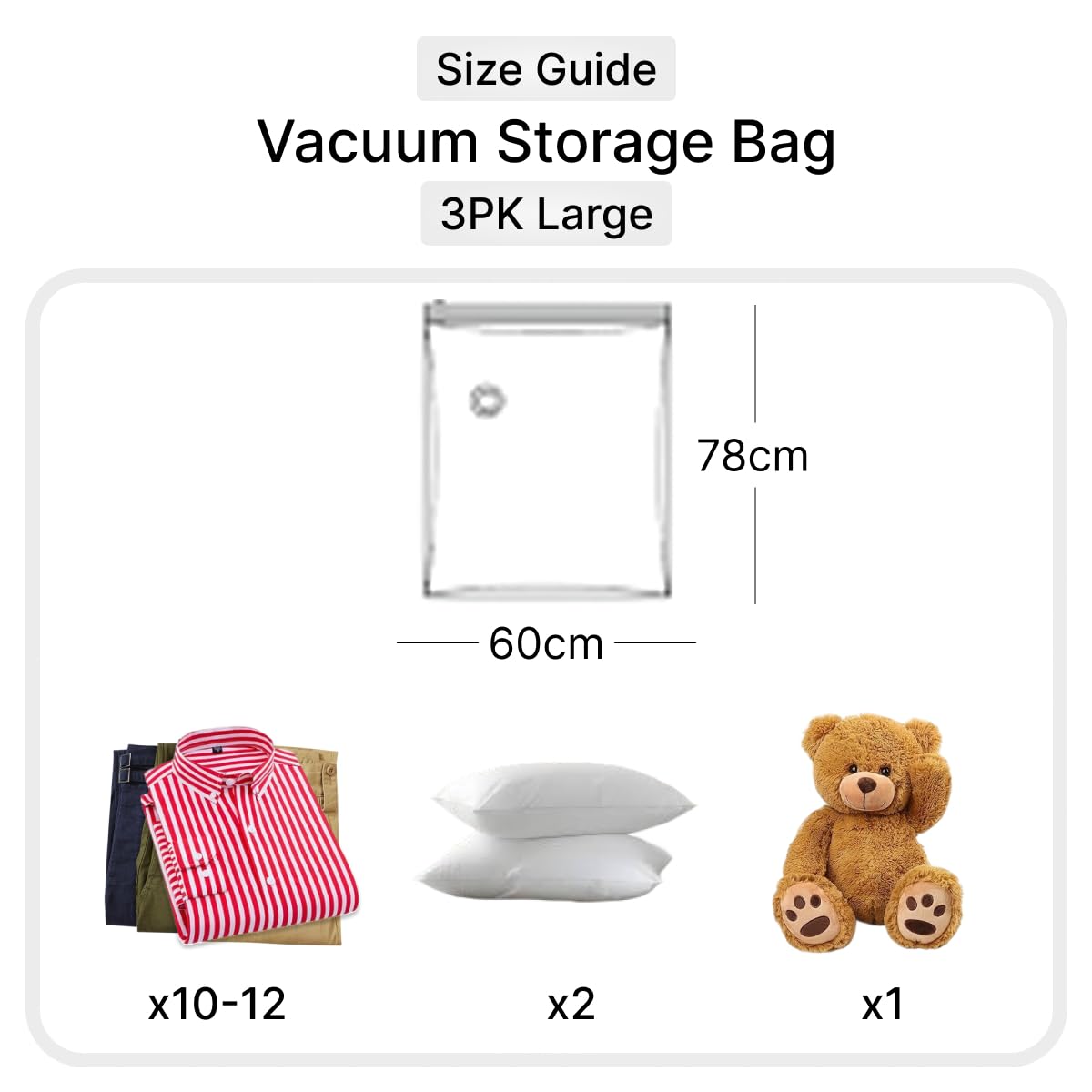 DOMIRA Vacuum Storage Bags – Space Saver Bags For Clothes, Duvets, Travel – Airtight Compression Seal – Reusable, Heavy Duty Vacuum Bags (Large, 3PK)