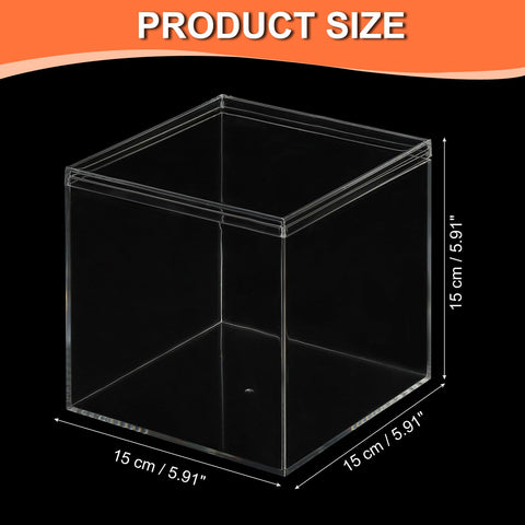 PATIKIL Acrylic Box with Lid 5.91" x 5.91" x 5.91", Clear Acrylic Display Boxes Plastic Square Cube Containers Storage Organizer for Candy Tiny