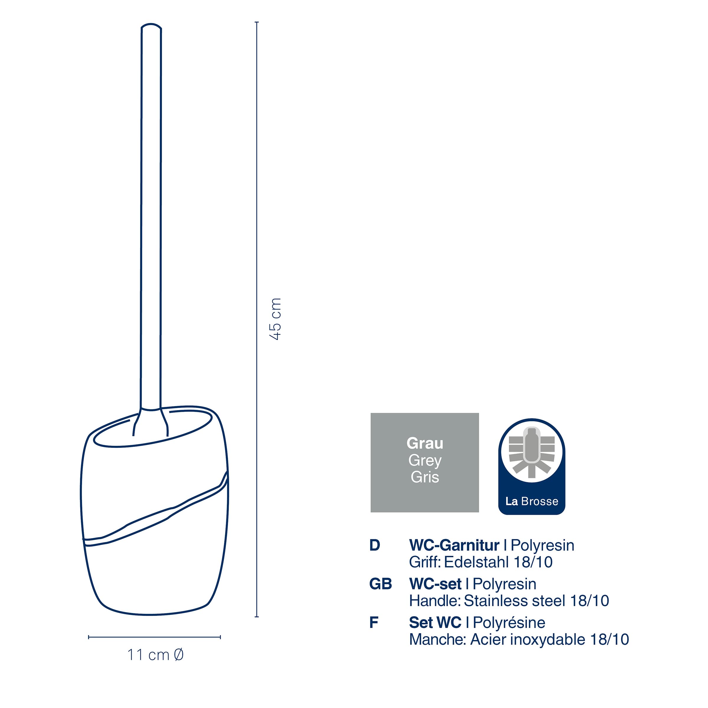 Kela "Talus Poly WC-Set, Plastic, Grey