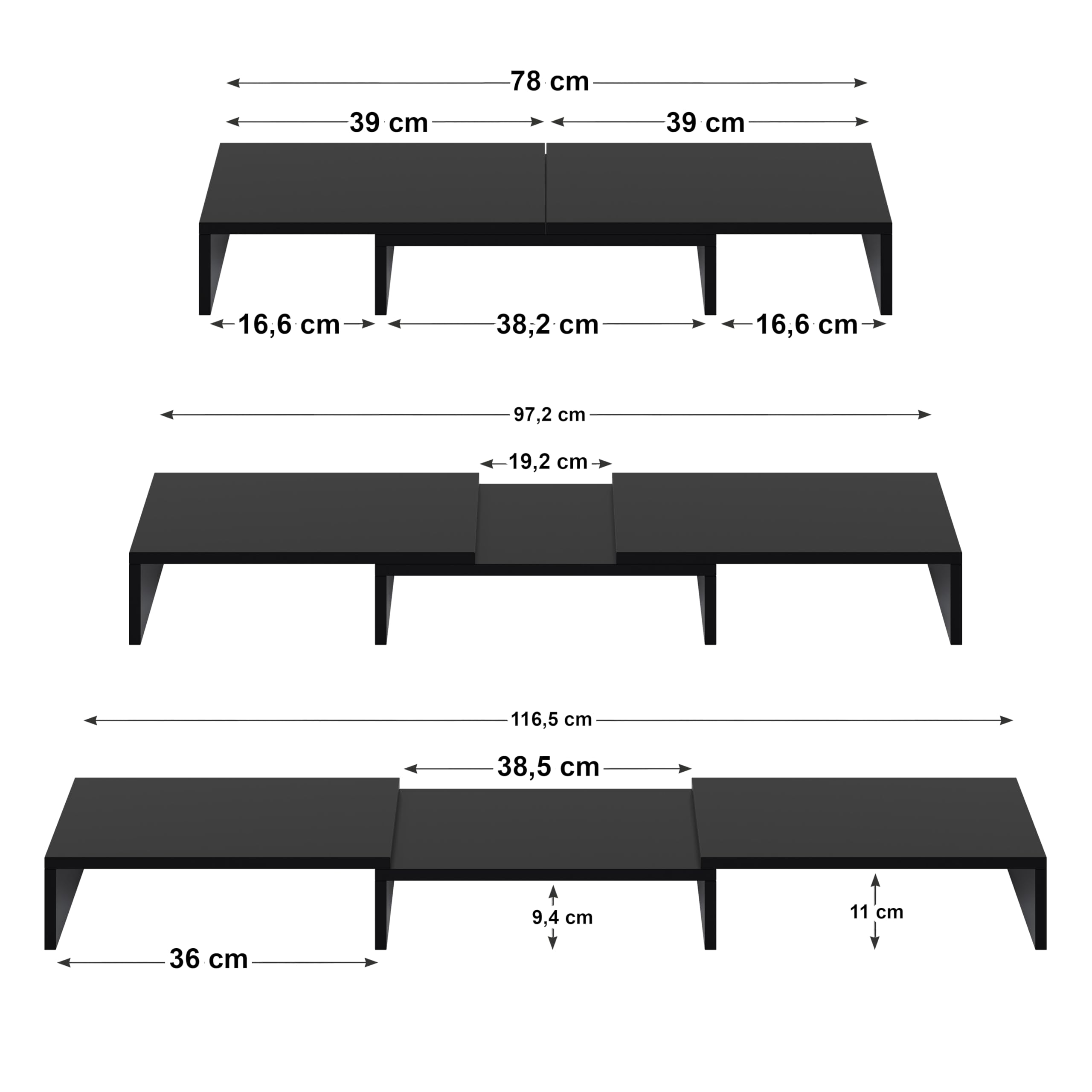 ComfortCove Dual Monitor Stand Riser, Monitor Stand, Black