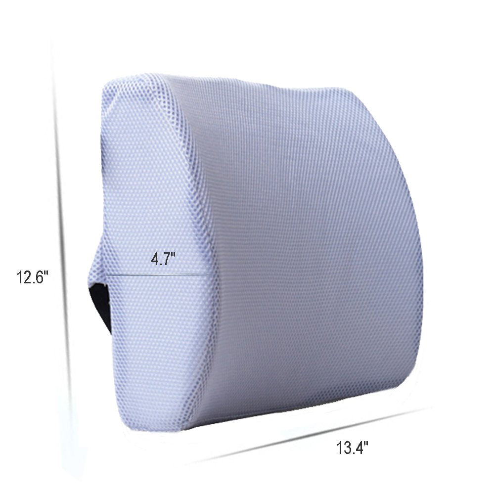 HomDSim Memory Foam Lumbar Cushion Lower Back Support Pillow Posture Correcting Car Seat Home Office Chair (Gray)