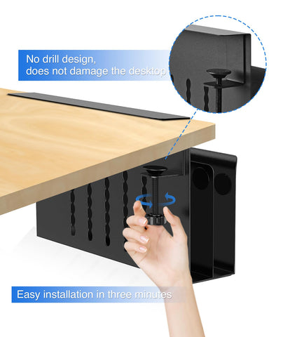 Torchesy Laptop Stand Vertical Under Desk Storage Under Desk Laptop Mount Desk Side Storage for All Laptops and Tablets Black