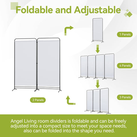 Angel Living 2 Panels Folding Room Divider, Privacy Screen Composed of Polyester Fabric and Sturdy Iron Frame
