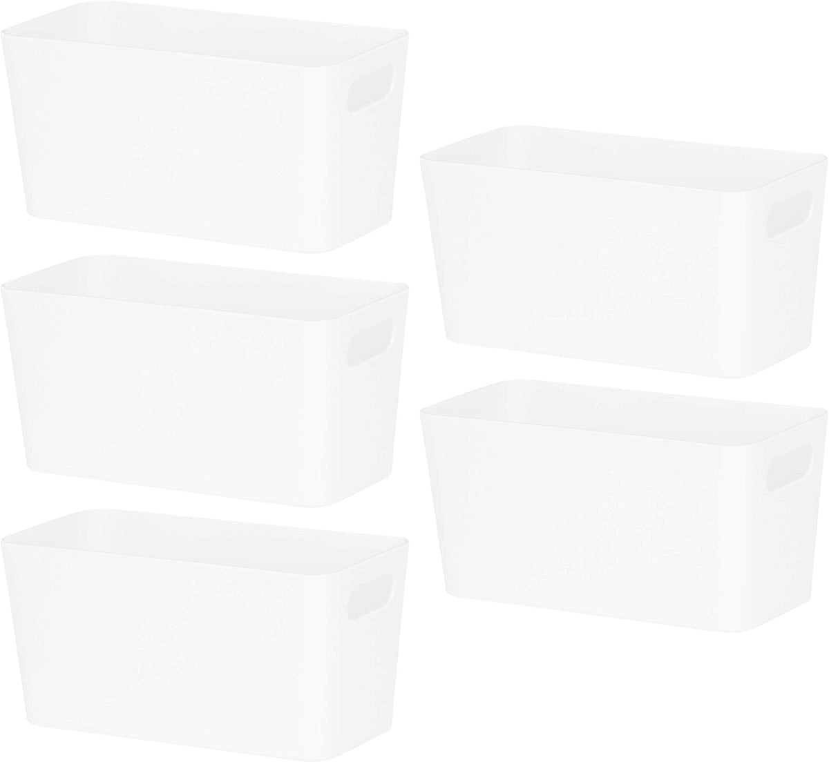 Wham Bam 6.01 Ice White Plastic Studio Storage Baskets Office Home & Kitchen Tidy Organiser 20.0 x 10.0 x 10.0cm (5 Baskets)