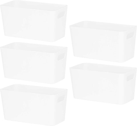 Wham Bam 6.01 Ice White Plastic Studio Storage Baskets Office Home & Kitchen Tidy Organiser 20.0 x 10.0 x 10.0cm (5 Baskets)