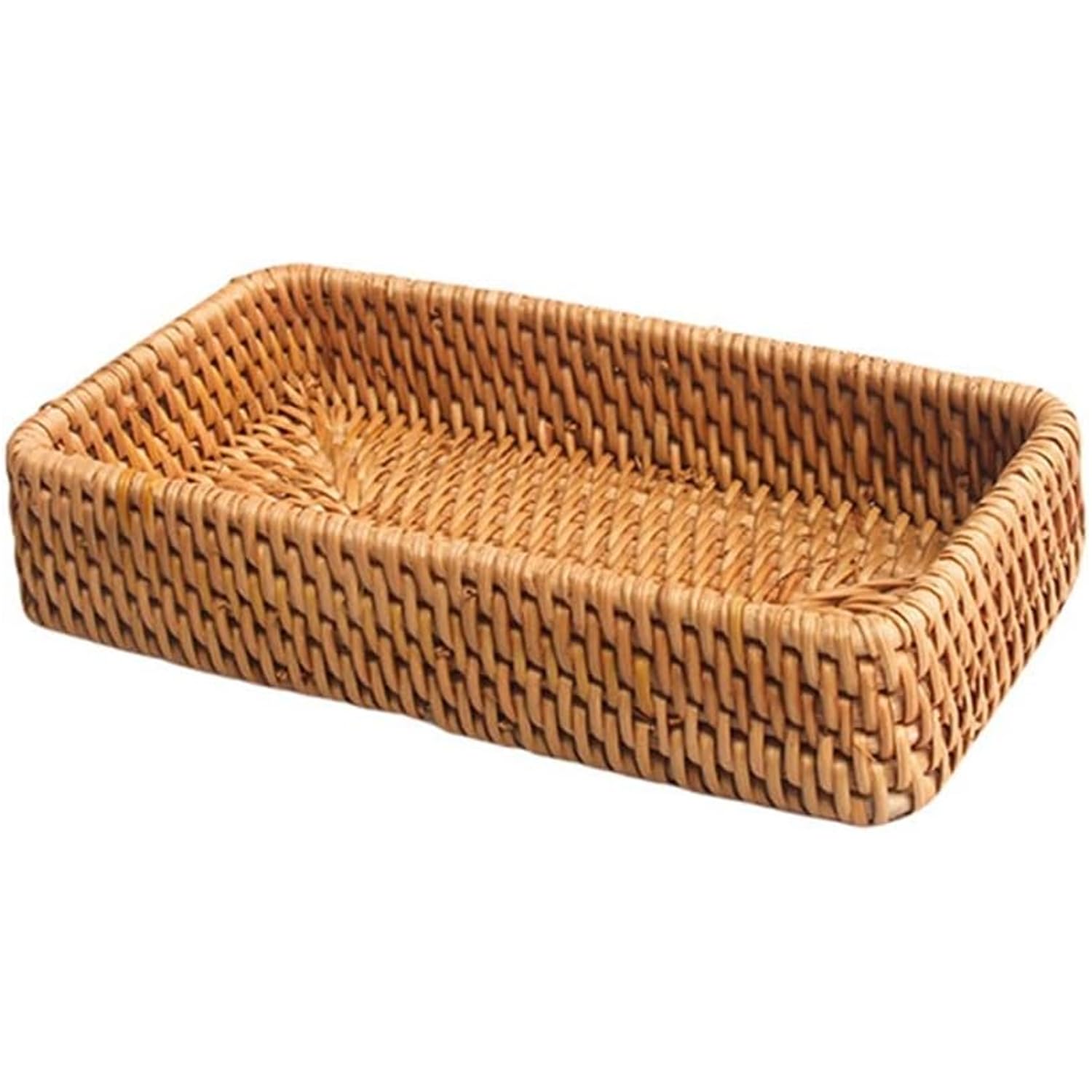 Shallow Rattan Wicker Tray for Keys, Perfume and Decor