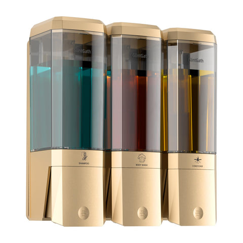 Shampoo and Conditioner Dispenser,Shower Dispenser 3 Chamber No Drill Shampoo Dispenser for Shower Wall Mounted for Bathroom Hotel,Large Capacity 3 *
