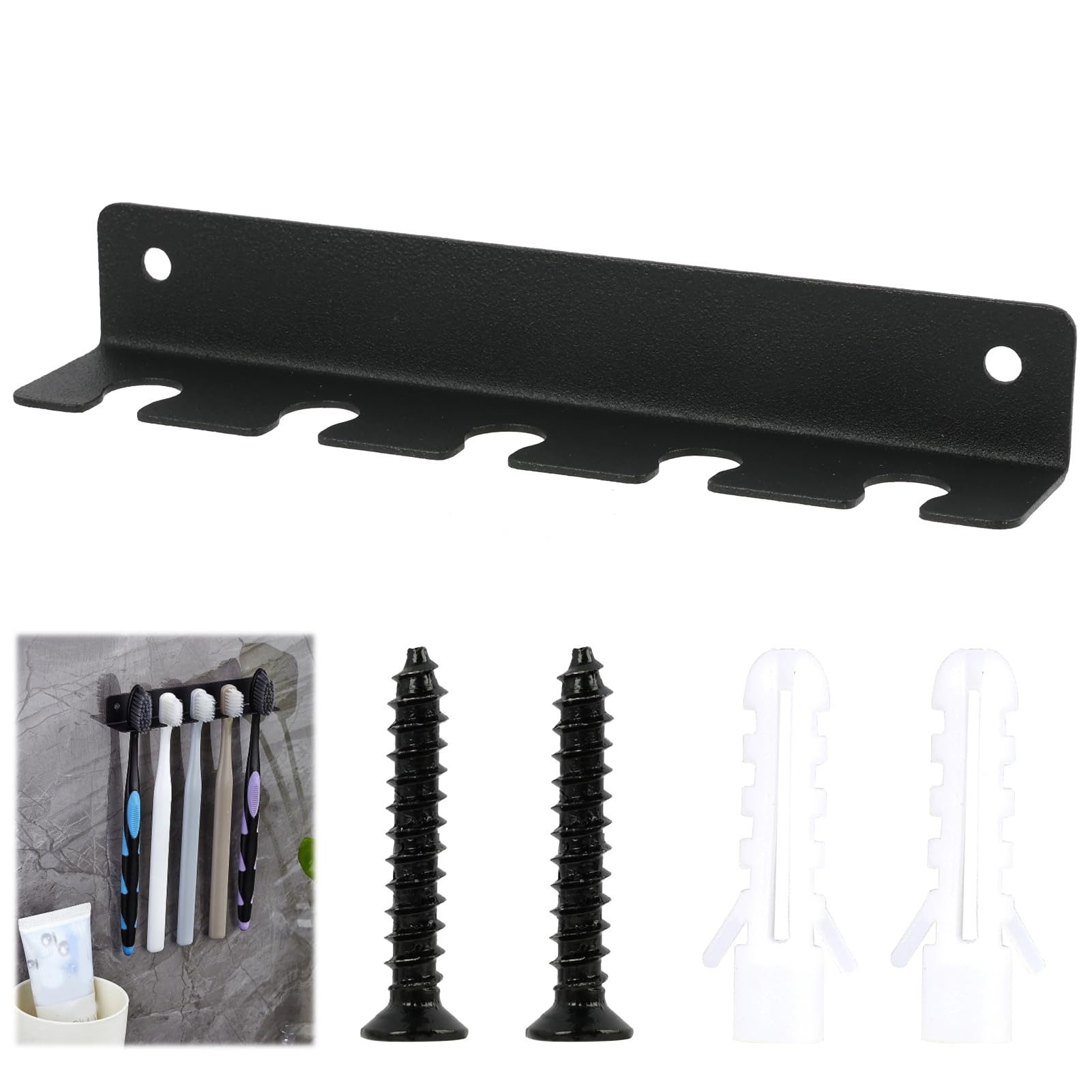Wall Mounted Toothbrush Holder - Stylish Stainless Steel Toothbrush Organizer Self-Adhesive Can Drill Installation