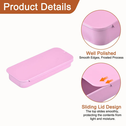 sourcing map 4 Pcs Metal Tin Box Container, 3.1x1.3x0.4 Inch Slide Top Tin Containers Empty Rectangular Storage Box Portable Mini Tin Case for Candy
