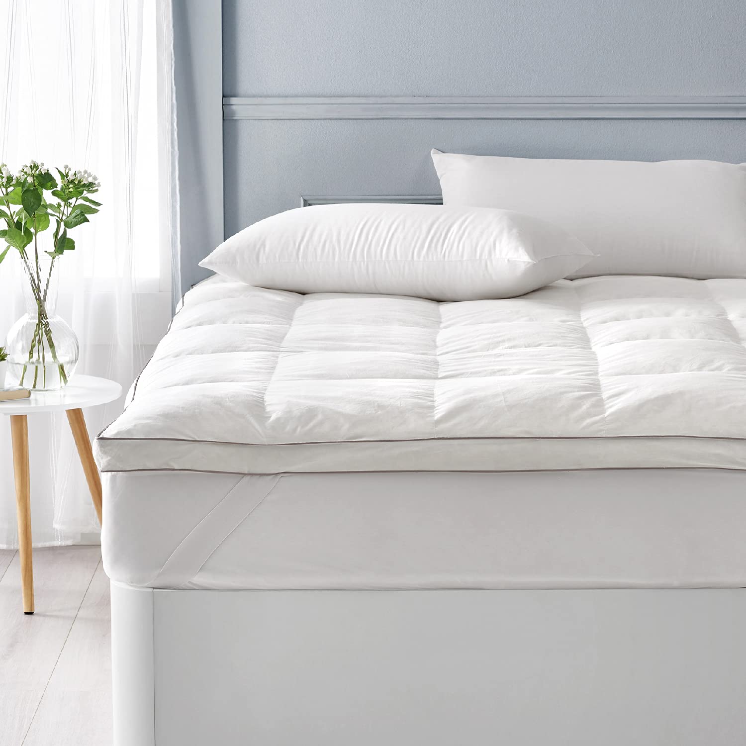 Classic Blanc Topper/Mattress Topper Goose Down extramullido, Cotton Cama 140-140 x 190 cm white