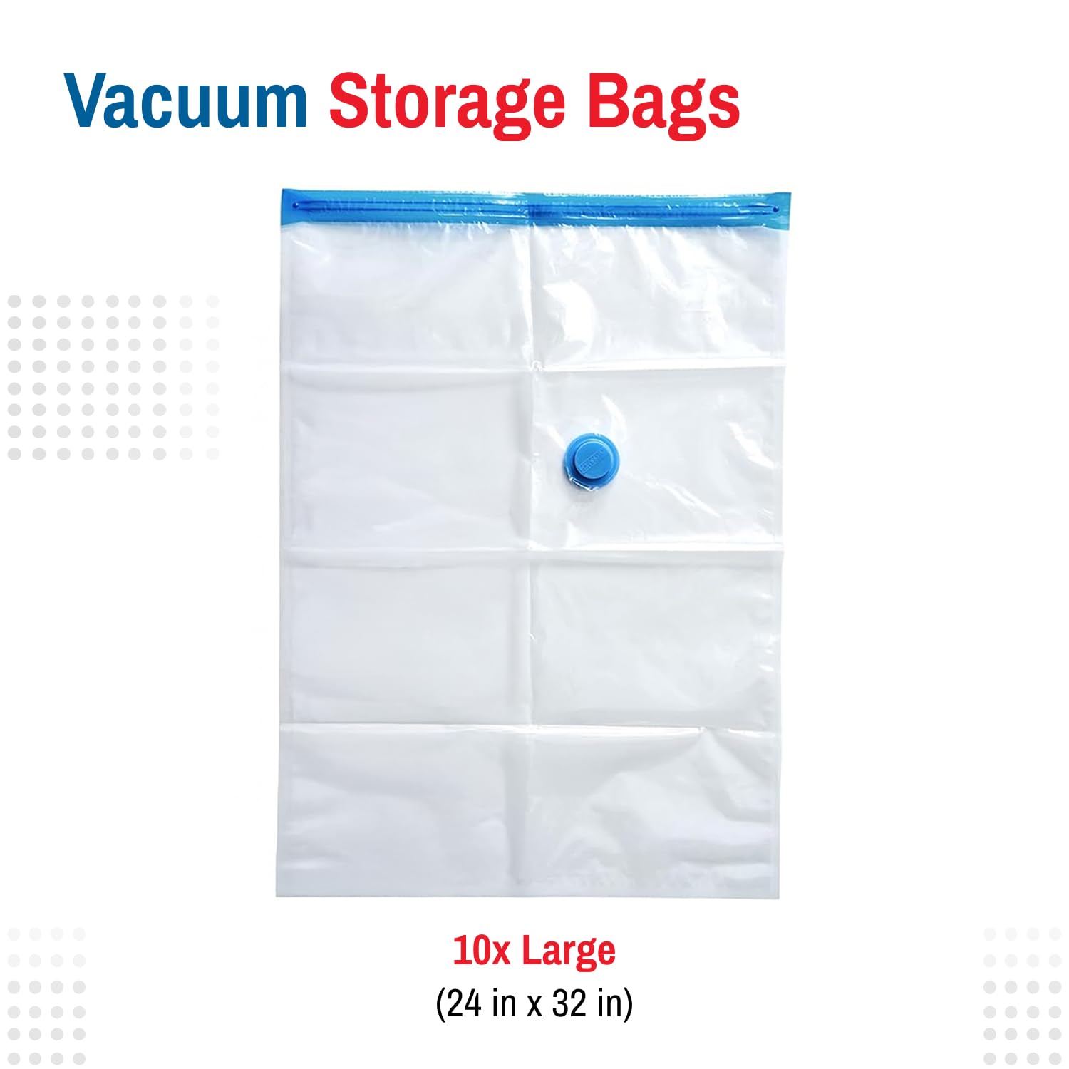 SpaceSaver Vacuum Storage Bags - Large 10-Pack Clothes Storage Bag Set with Pump - Reusable Vacuum Sealer Bag for Comforters, Bedding, Clothing