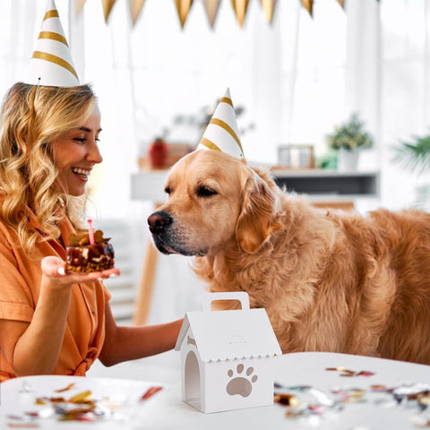 BENECREAT Dog Party Favors Boxes, Treat Gift Boxes, 30 Packs, White