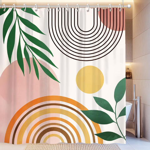 GLASSWINDS Abstract Boho Shower Curtain, Waterproof Fabric Bohemian Shower Curtains for Bathroom
