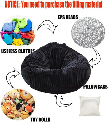 lygooh No filler Fluffy Bean Bag Cover Large Stuffed Storage Covers 4 ft