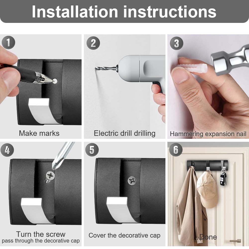 flintronic Wall Mounted Floating Rack with 3 Silver Hooks, Foldable Metal Wall Hook, Space Aluminum Material Coat Hook Rack Wall Hanger