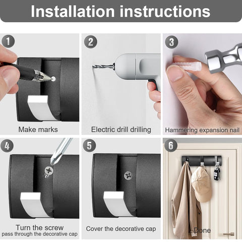 flintronic Wall Mounted Floating Rack with 3 Silver Hooks, Foldable Metal Wall Hook, Space Aluminum Material Coat Hook Rack Wall Hanger