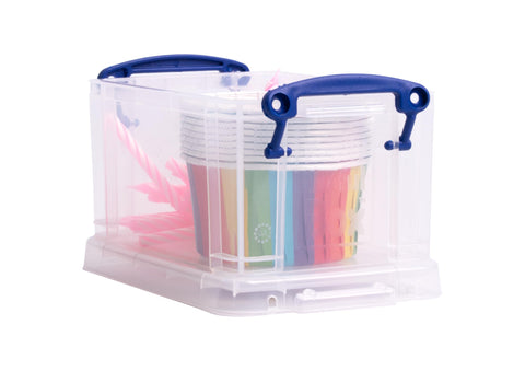 Really Useful Plastic Storage Box 0.7 Litre Clear (Pack of 4)