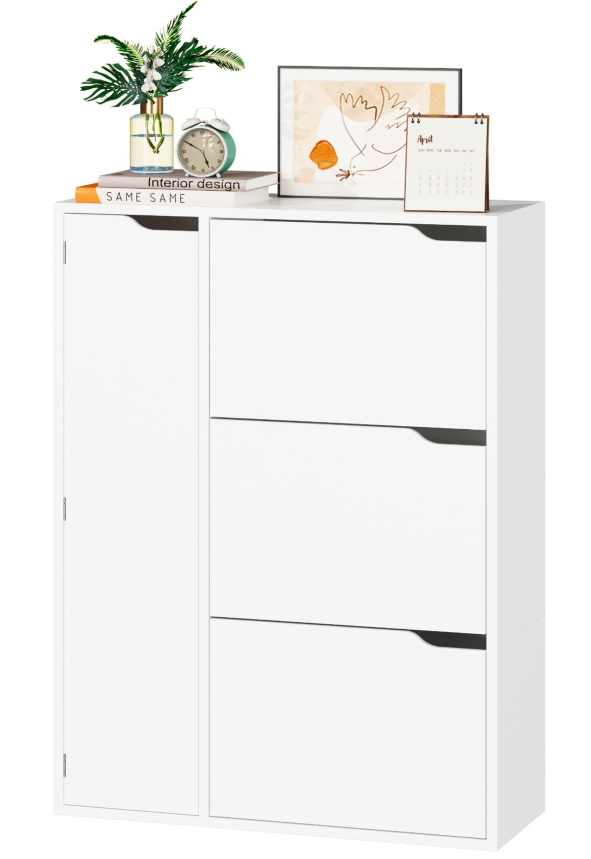 IRONCK Shoe Storage Cabinet Cupboard, 3 Flip Drawers, Shoe Rack Cabinet Hallway with Boot Cabinet, Free Standing Wooden Shoe Storage Organiser Unit