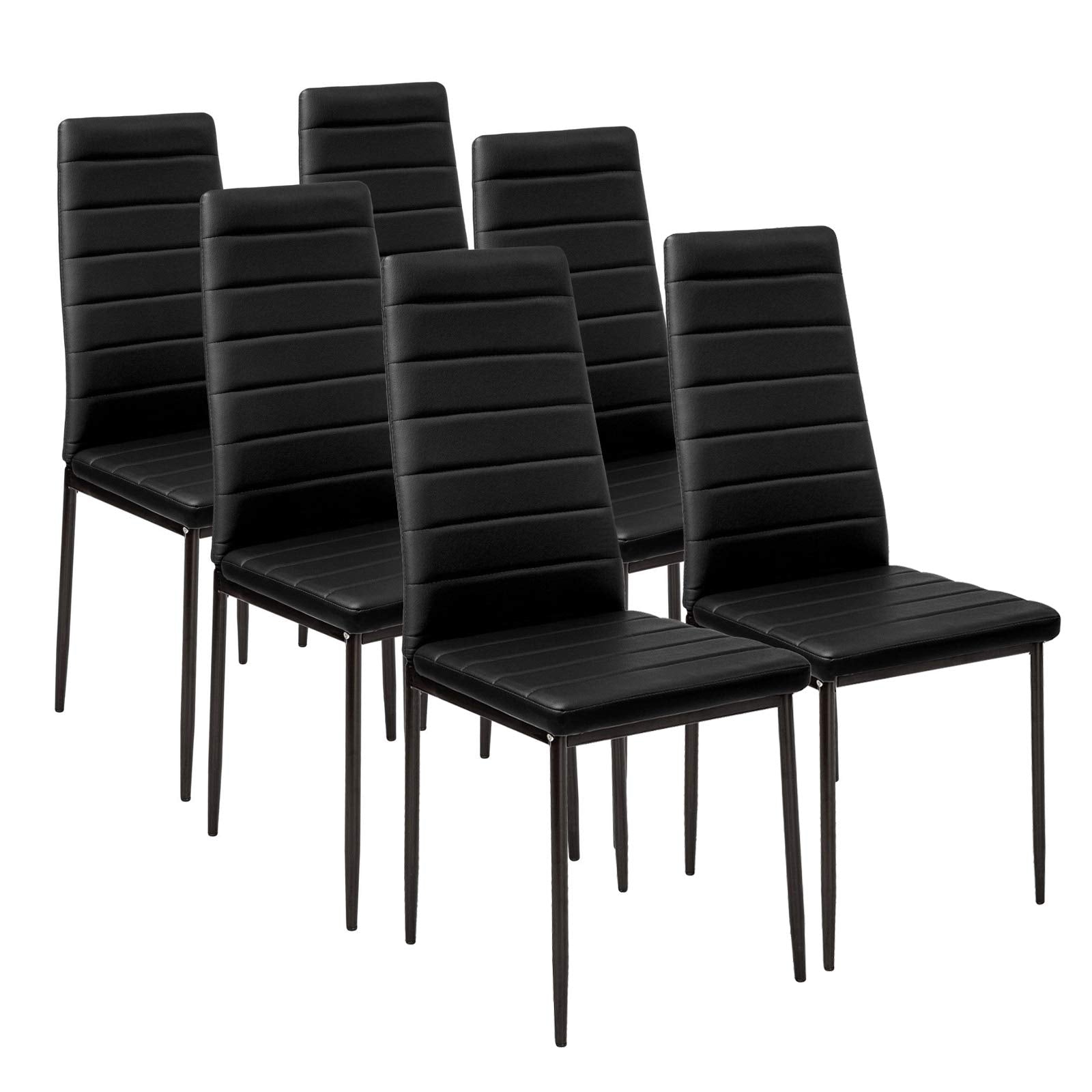 Panana Stunning Modern Faux Leather Black White 4/6 Chair Set for Dining Kitchen Room (Black, 6PCS)