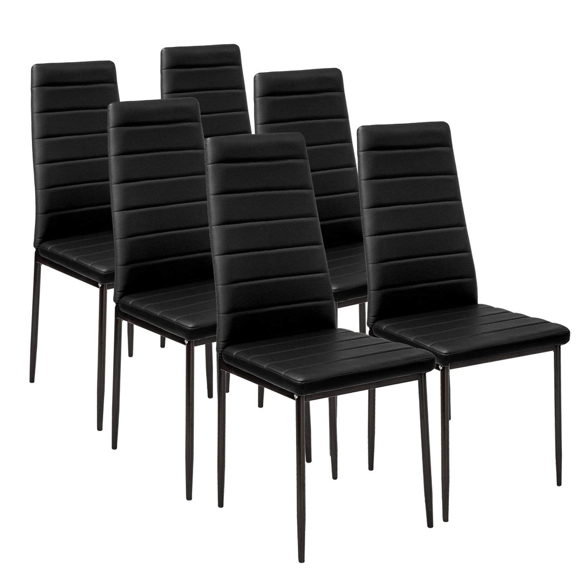 Panana Stunning Modern Faux Leather Black White 4/6 Chair Set for Dining Kitchen Room (Black, 6PCS)