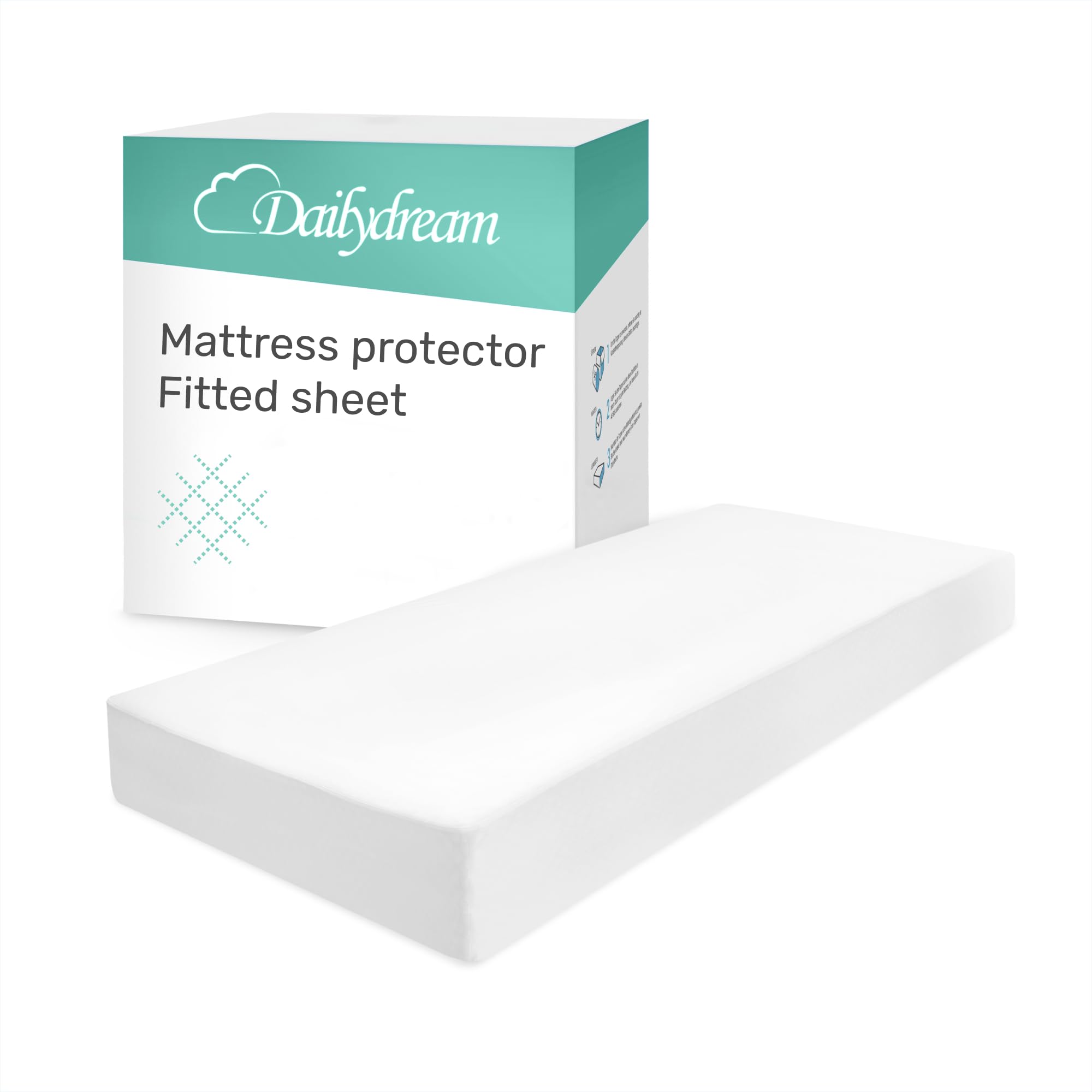 Dailydream Waterproof Mattress Protector, Fitted Sheet Format, Breathable, 140 x 200 cm, White