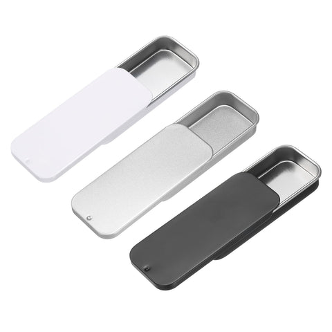 sourcing map 3Pcs Slide Top Tin Containers, Metal Empty Tins Box with Sliding Lids, 3.1"x1.3"x0.4" Rectangular Storage Organizers for Lip Balm