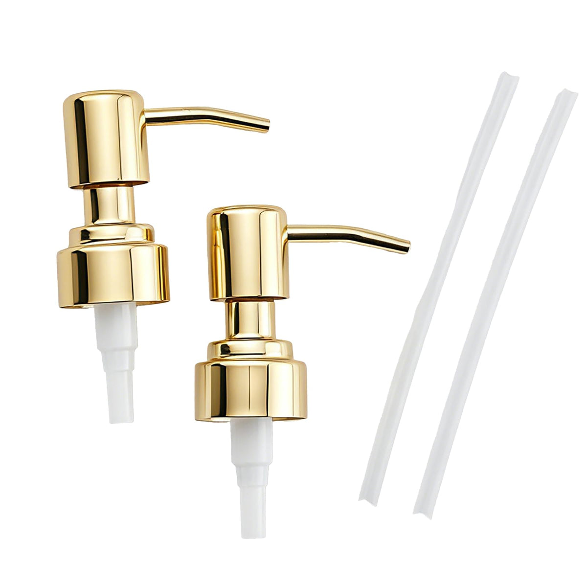 Pollock 2pcs Pump Dispenser Stainless Steel, Replacement for Standard Neck Size - 26-28 mm Thread Fits Most Hand Soap Dispenser (Gold Brushed)