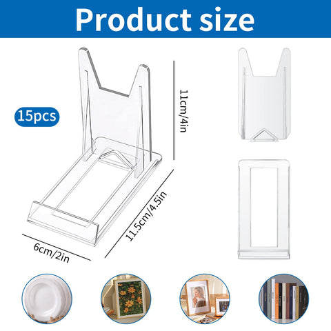 Eidoct 15Pcs Clear Plastic Display Stand, Two Part Adjustable Acrylic Stand
