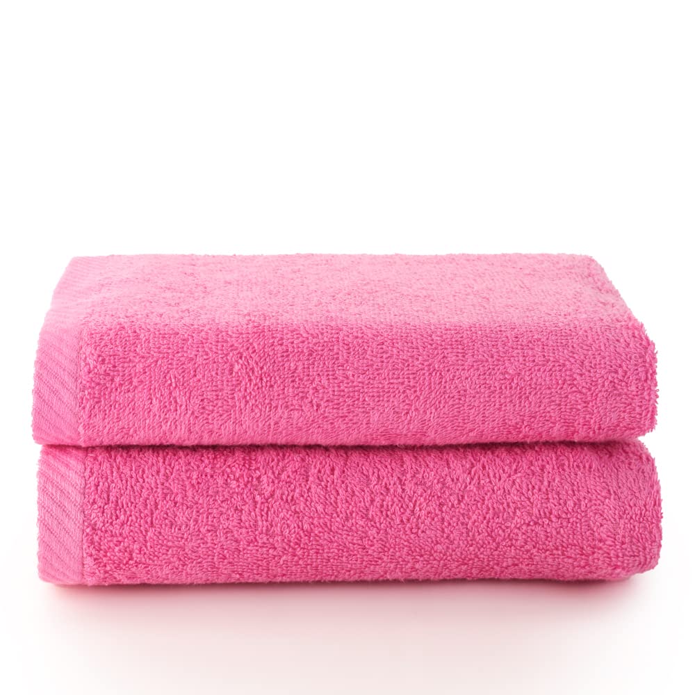 Top Towel - Plus - Large Bath Towels - Bathroom Towels - 2 Hand or Sink Towels - 50 x 100 cm - 100% Cotton - Strawberry