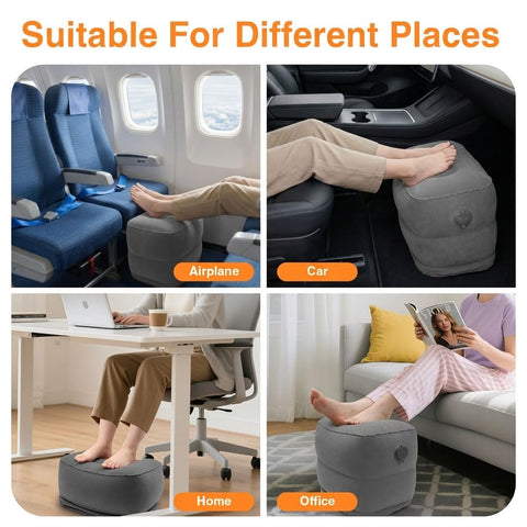 Maliton Inflatable Airplane Foot Rest with Pump Bag (Darkgrey, 1 Pack)