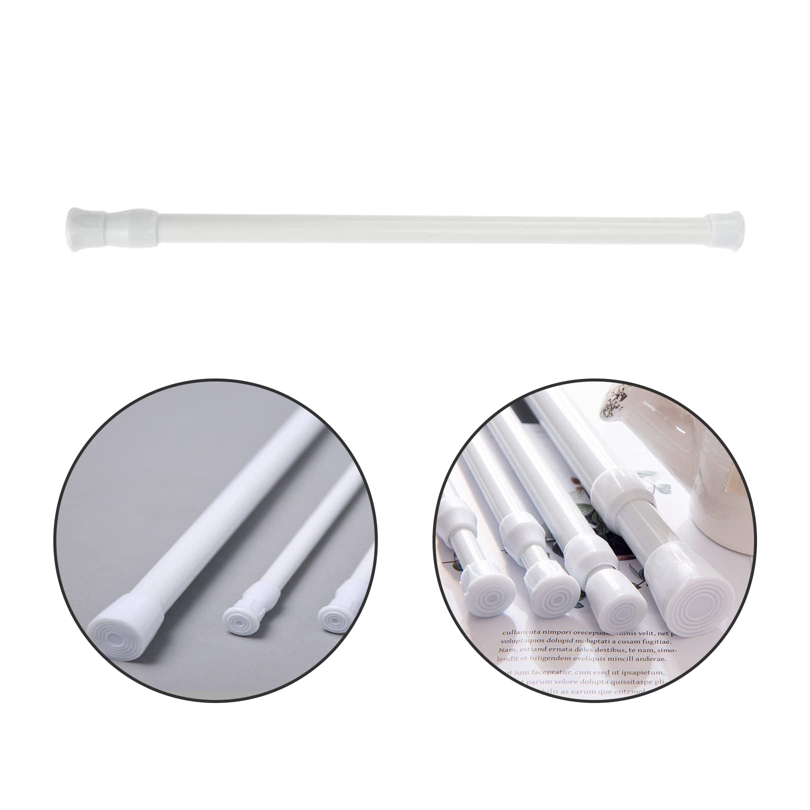 30-50cm Extendable White Net Curtain Rod for Cupboards and Windows