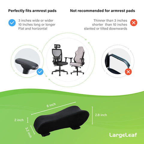 LargeLeaf Chair Ergonomic Armrest Pads Elbow Pillow Pressure Relief Office Chair Gaming Chair armrest with Memory Foam armrest Pads 2-Piece Set of