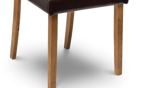 Julian Bowen Hudson Dining Chairs, Set of 2, Brown - H95.5 x W44 x D56cm