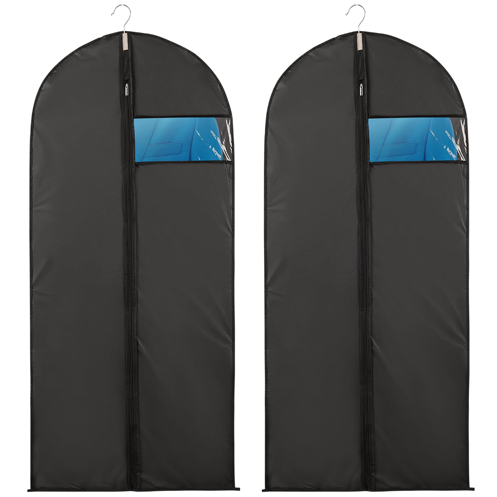 Niviy Dress Bags 60 x 140 cm, Long Garment Covers with Zip & Clear Window
