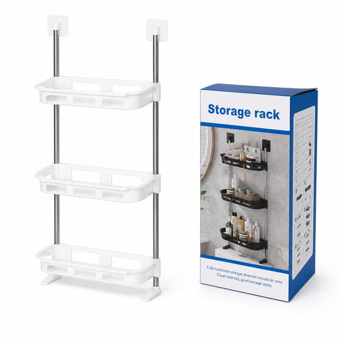 HitlineUK 3 Tier Storage Shelf, Large Capacity Bathroom Organizer, Shower Caddy, No-Drill Installation, Space-Saving Over Toilet Bathroom Shelf