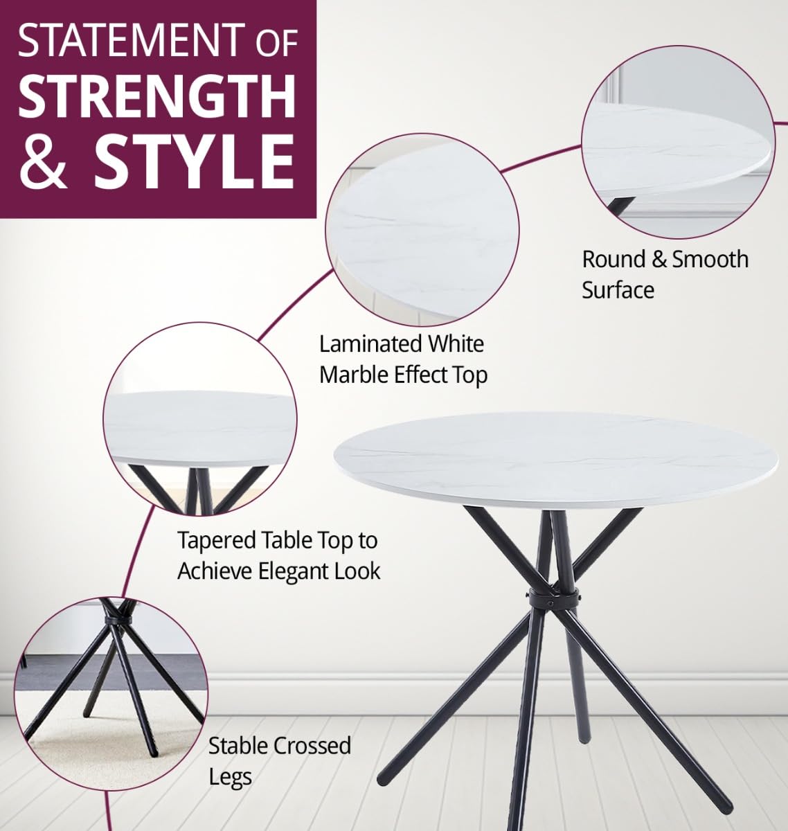 Hallowood Furniture Cullompton Small Space Dining Table and Chairs Set 2