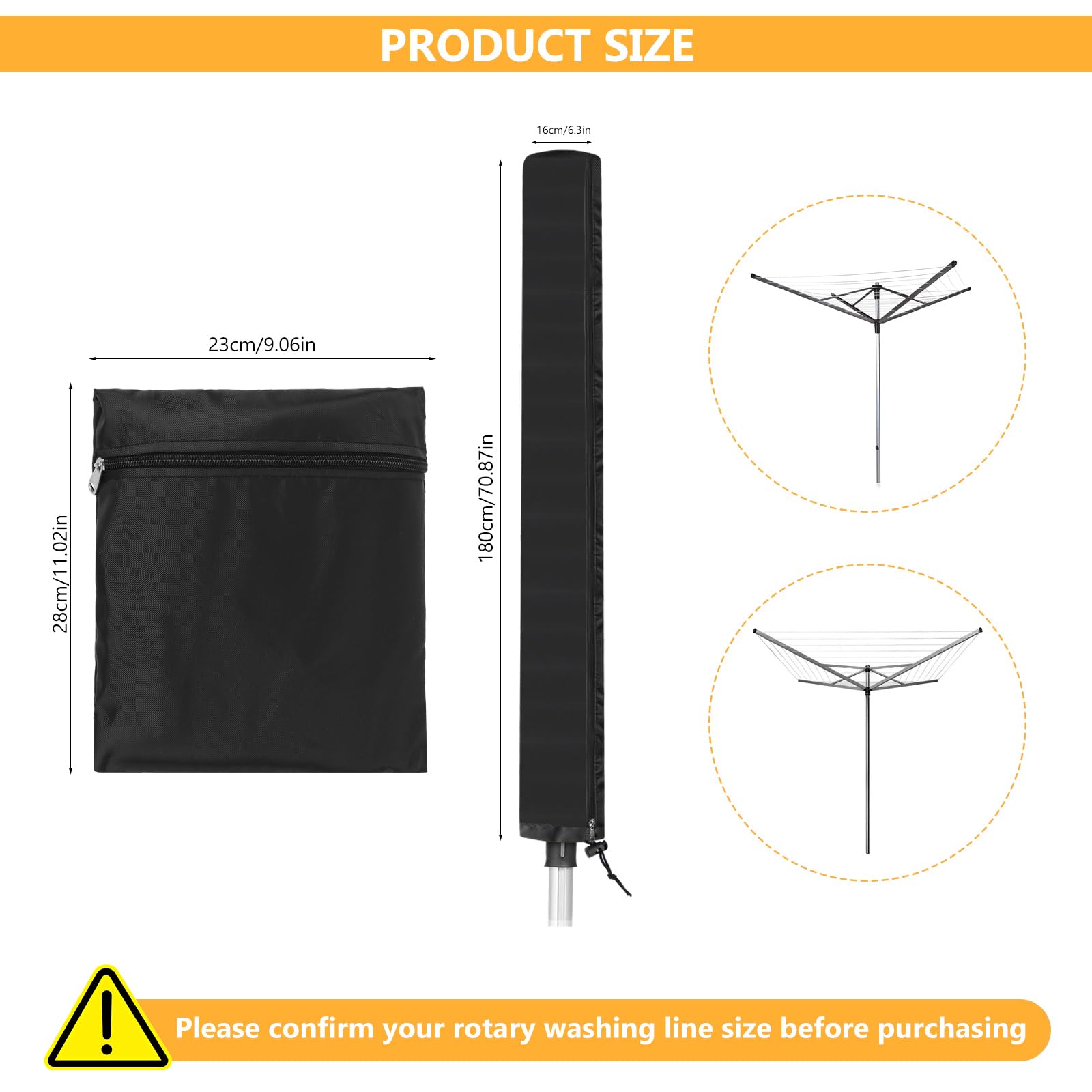 for Brabantia Rotary Washing Line Cover with Zipper, Universal 420D Oxford Waterproof Rotary Dryer Cover for OutsideRotary Line Covers