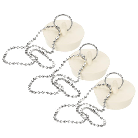 PATIKIL Tub Drain Stopper, 3Pcs for 1-3/8" to 1-1/2" Rubber Bath Tub Drain Sink Stopper with Pull Ring Stainless Steel Beaded Chain for Bathroom