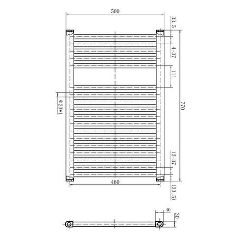 Newark Matt Black Electric Heated Towel Rail Wall Mounted Slim Ladder Design Bathroom Radiator - 770mm x 500mm