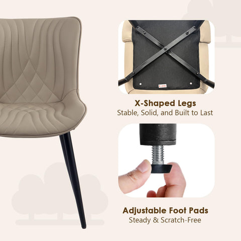 Kidol&Shellder Dining Chairs Set of 2, Modern Dining Room Chair, Khaki