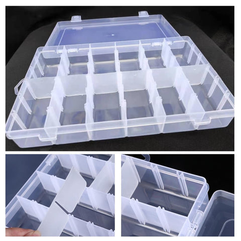 Wanfoou 12 Grids Plastic Organizer Tackle Box, Clear Plastic Jewelry Art Craft Box Organizer Storage Container Case with Adjustable Dividers for