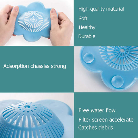 2 Pcs Drain Covers with 2 Pcs Hair Drain Clog Remover, Kitchen Bathroom Hair Catcher Drain Protector Tub Drain Filter