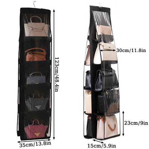 CJWLKJ 2 Pcs 10 Pockets Hanging Purse Handbag Organizer Clear Hanging Shelf Bag Collection Storage Holder Purse Bag Wardrobe Closet Space Saving