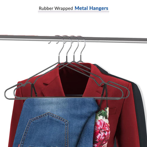 1Above 25x Premium Rubber Coated Metal Hangers - Heavy Duty - Space Saving Organiser Clothes Hangers for Wardrobes Coat Rack Rails Thin and Non-Slip