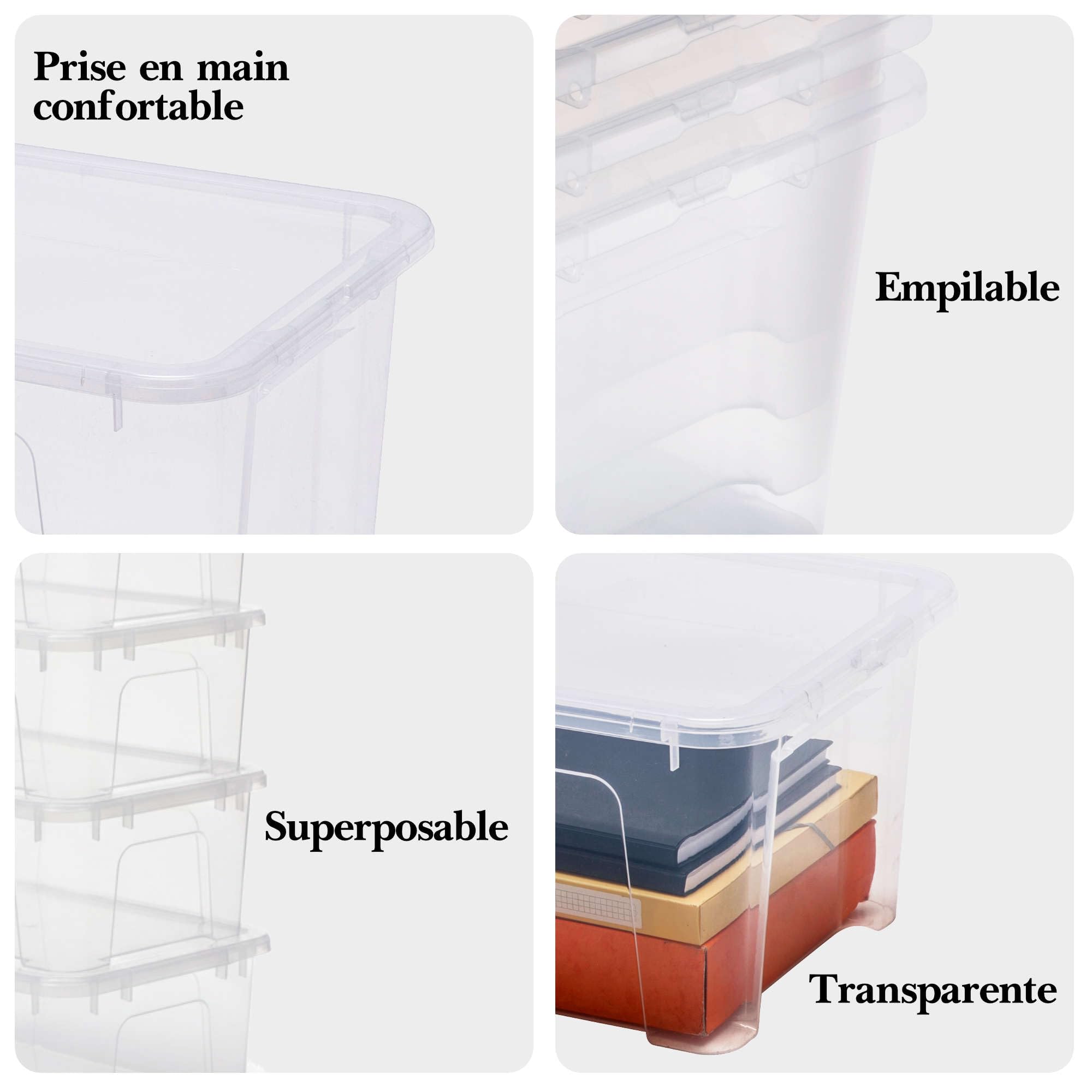 Sundis View Box, Small Plastic Storage Boxes with Lid, Pack of 10, 5L, Stackable and Stackable, Ideal for Cosmetics, Jewellery, Pens, Felts, Sewing