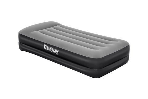 Bestway | Tritech Air Mattress, Twin Size with Built in AC Pump | Durable Inflatable Mattress with Fast Inflation and Storage Bag, Grey