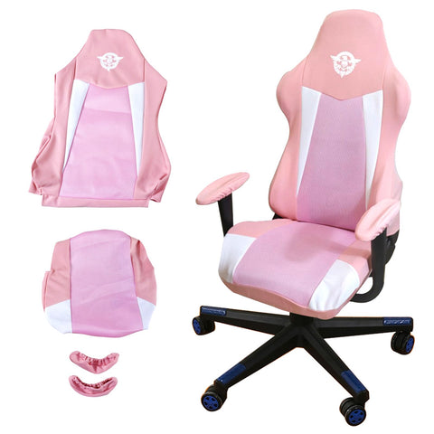 Ieron Pink and White Stretchable Gaming Chair Covers Slipcovers - Universal Computer Chair Cover Game/Racing Chair Slipcover Washable Chair Protect