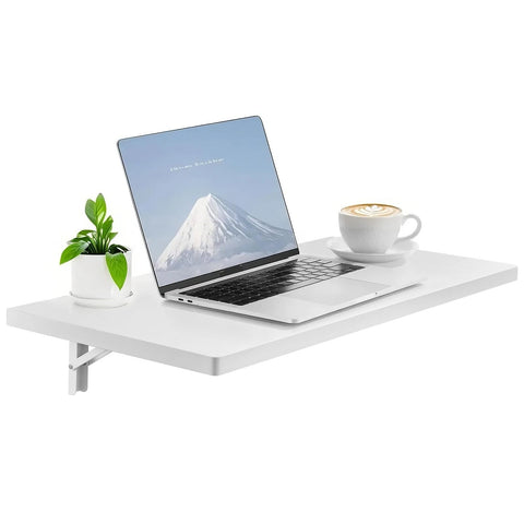 VEVOR Wall Mounted Folding Table, 47.2 x 19.7 inches Wall Mount Table, Floating Desk with Iron Bracket, Fold Down Desk for Small Spaces, Home Office