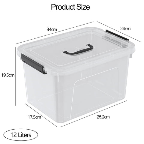 Vadidiya 12 L Plastic Storage Boxes with Lids and Handles, 6 Packs