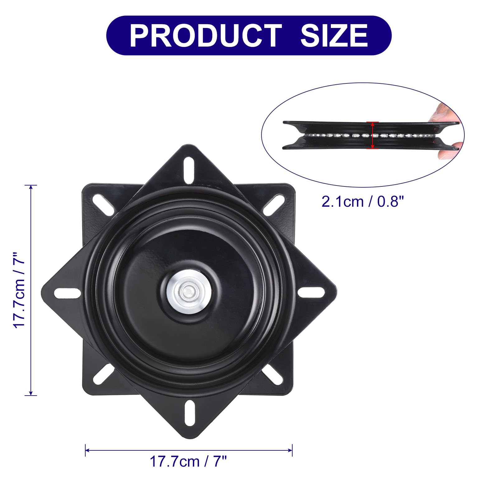 uxcell 2 Pack 7 Inch Bar Stool Swivel Plate Replacement, Ball Bearing Seat Swivel Base 300lbs Capacity for Bar Stool, Swivel Chair or Recliner, Black
